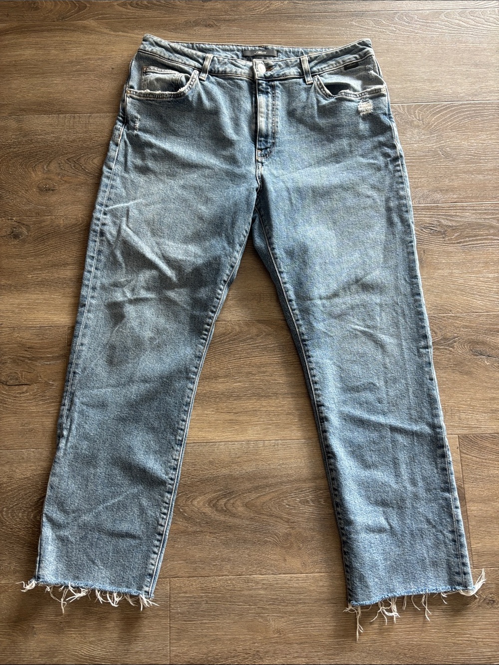 Mavi Light Blue Straight Jeans with Raw Hem